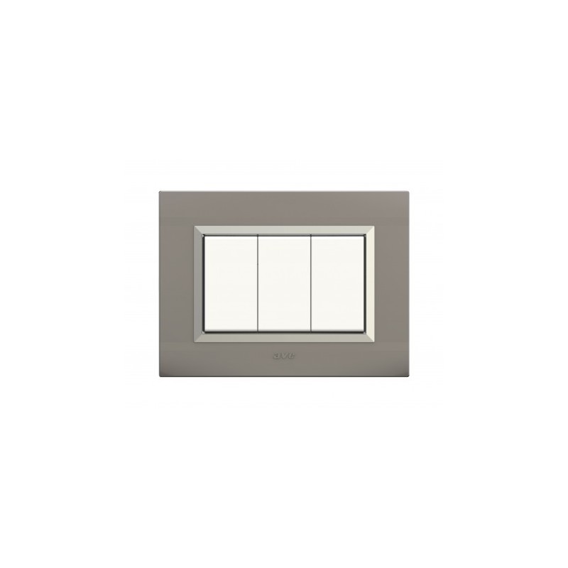 PLAQUES NOVA 45 RECTANGULAIRE ARGENT OPAQUE AVEC CADRE CHROME 3 MODULES|sfh|e8cc3a85ceb8|