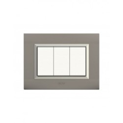 PLAQUES NOVA 45 RECTANGULAIRE ARGENT OPAQUE AVEC CADRE CHROME 3 MODULES|sfh|faaf0d93dd1e|