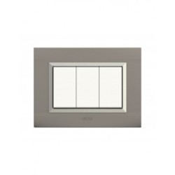 PLAQUES NOVA 45 RECTANGULAIRE ARGENT OPAQUE AVEC CADRE CHROME 3 MODULES|sfh|0b90ffec8671|