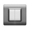 PLAQUE TECHNOPOLYMERE 44 CARRÉE ARGENT OPAQUE 2 MODULES|sfh|3bde0618190a|