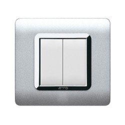 PLAQUE TECHNOPOLYMERE 44 CARREE ALLUMIA AVEC CADRE CHROMÉ 2 MODULES|sfh|1a3b1c870d30|