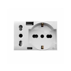 PRISE SCHUKO 2P+T + PRISE 2P 16A + CHARGEUR USB TYPE A&C 3MODULES DOMUS 44|sfh|ef9713d0ccfe|