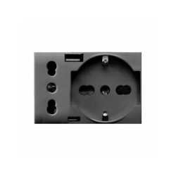 PRISE SCHUKO 2P+T + PRISE 2P 16A + CHARGEUR USB TYPE A&C 3MODULES TEKLA 44|sfh|f42c0e95de2a|