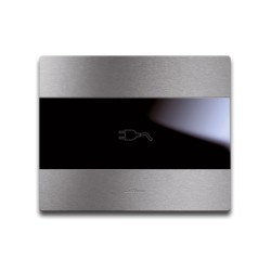 PLAQUE TOUCH 44 RECTANGULAIRE POUR PRISE COULISSANTE ALUMUNIUM NATUREL BROSSÉ|sfh|a59dc47e8df7|