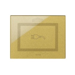 PLAQUE VERA 44 TOUCH RECTANGULAIRE DORÉ POUR PRISE COULISSANTE AVEC SYMBOLE PRISE|sfh|5aebfa8e7418|