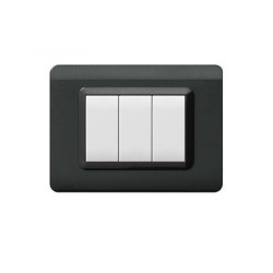 PLAQUE TECHNOPOLYMERE 44 RECTANGULAIRE GRIS FONCÉ 3 MODULES|sfh|2f020f7b903c|