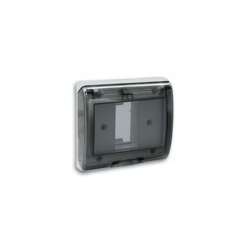PLAQUE ETANCHE ENCASTREE CARREE 1 MODULE S45 COUVERCLE RIGIDE FUME|sfh|60366766730c|