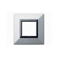 PLAQUE ZAMA 44 CARREE ARGENT OPAQUE 2 MODULES|sfh|8f7e1d4b7b1b|