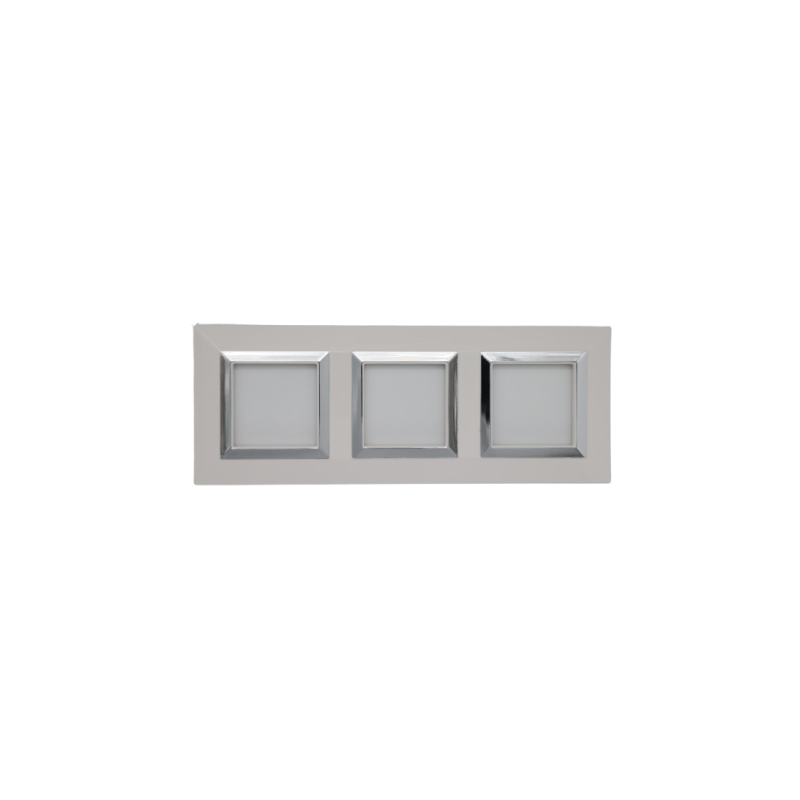 PLAQUE CUBICA 44 CARRÉE BLANC AVEC CADRE CHROMÉ 2+2+2 MODULES|sfh|fdb971150041|