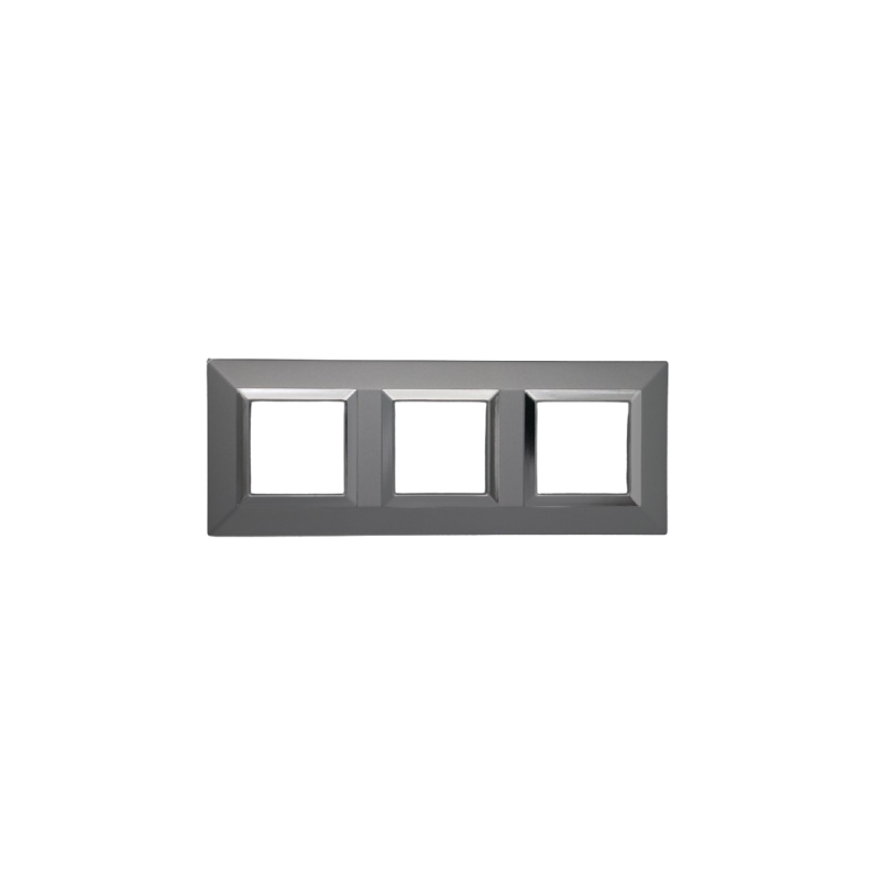 PLAQUE CUBICA 44 CARRÉE GRIS AVEC CADRE CHROMÉ 2+2+2 MODULES|sfh|5e8d6277c7a1|