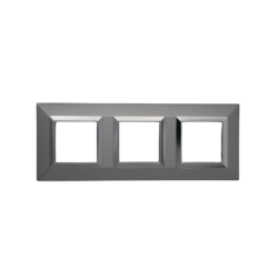 PLAQUE CUBICA 44 CARRÉE GRIS AVEC CADRE CHROMÉ 2+2+2 MODULES|sfh|a0260bd5cb21|