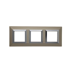 PLAQUE CUBICA 44 CARRÉE CHAMPAGNE AVEC CADRE CHROMÉ 2+2+2 MODULES|sfh|0e6733429356|
