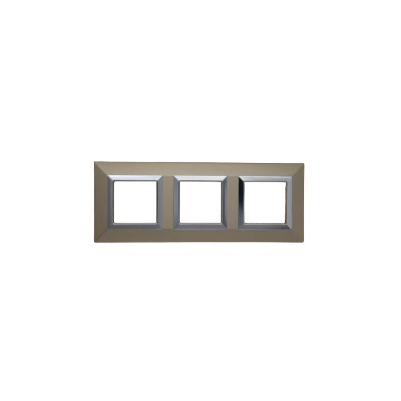 PLAQUE CUBICA 44 CARRÉE CHAMPAGNE AVEC CADRE CHROMÉ 2+2+2 MODULES|sfh|0e6733429356|