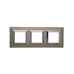 PLAQUE CUBICA 44 CARRÉE CHAMPAGNE AVEC CADRE CHROMÉ 2+2+2 MODULES|sfh|c360a48b907e|