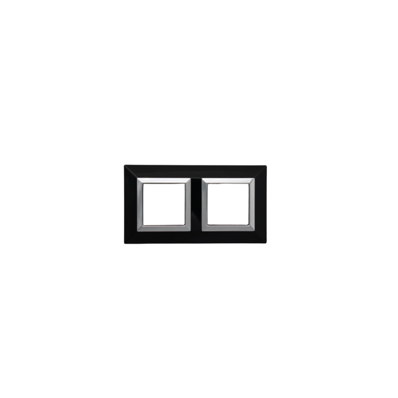 PLAQUE CUBICA 44 CARRÉE NOIR AVEC CADRE CHROMÉ 2+2 MODULES|sfh|85c752055e45|