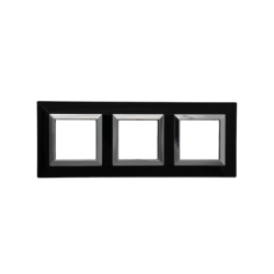 PLAQUE CUBICA 44 CARRÉE NOIR AVEC CADRE CHROMÉ 2+2+2 MODULES|sfh|bf6f8171f5db|