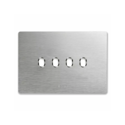 PLAQUE NEW STYLE 44 RECTANGULAIRE ALUMUNIUM NATUREL BROSSÉ 4 MODULES 4 COMMANDES|sfh|3c37d8e5a17a|