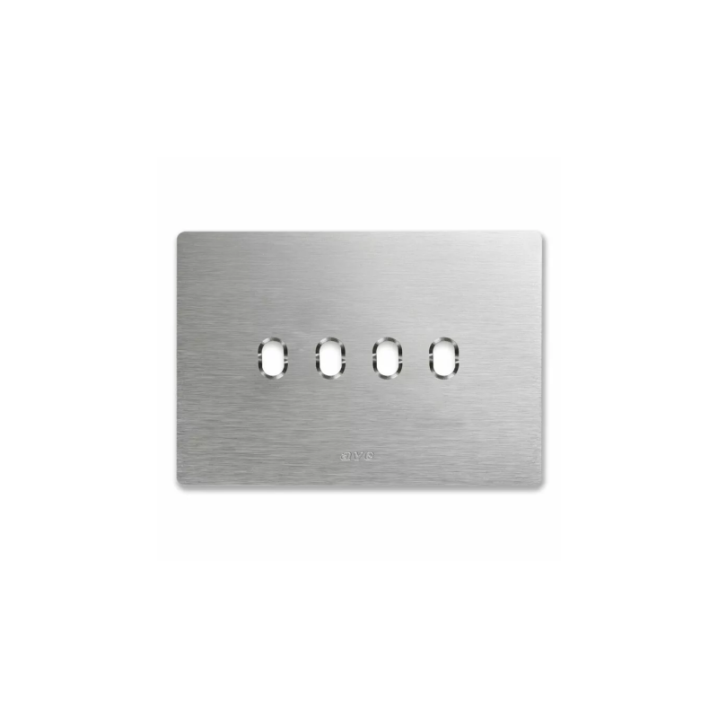 PLAQUE NEW STYLE 44 RECTANGULAIRE ALUMUNIUM NATUREL BROSSÉ 4 MODULES 4 COMMANDES|sfh|3c37d8e5a17a|