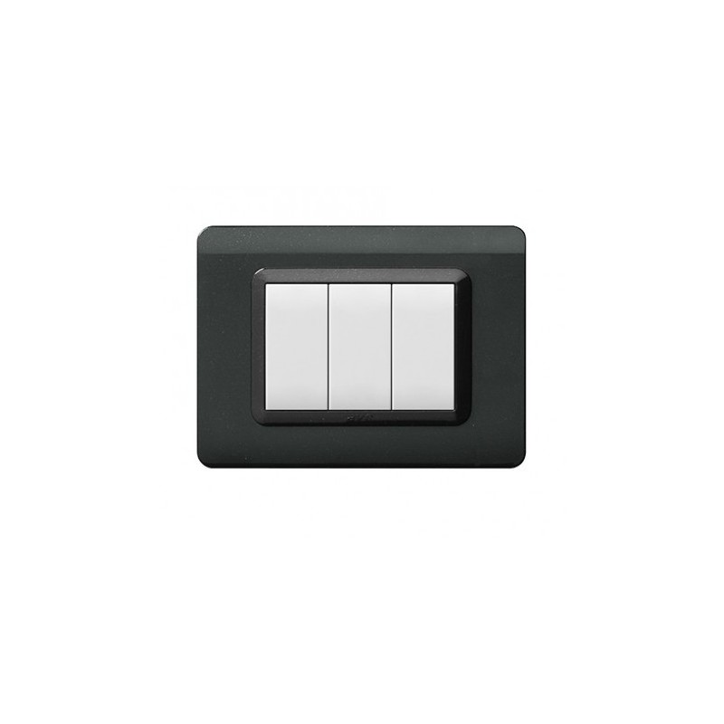 PLAQUE TECHNOPOLYMERE 44 RECTANGULAIRE GRIS FONCÉ METALLISÉ 3 MODULES|sfh|2f209d240ab2|