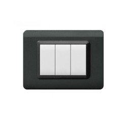 PLAQUE TECHNOPOLYMERE 44 RECTANGULAIRE GRIS FONCÉ METALLISÉ 3 MODULES|sfh|58fcff86746f|