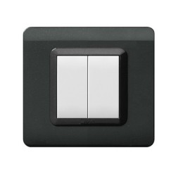 PLAQUE TECHNOPOLYMERE 44 CARRÉE GRIS FONCÉ METALLISÉ 2 MODULES|sfh|7f6df3f0348f|