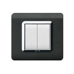 PLAQUE TECHNOPOLYMERE 44 CARRÉE NOIR ABSOLU AVEC CADRE CHROME 2 MODULES|sfh|0223c9a1ef19|