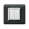 PLAQUE TECHNOPOLYMERE 44 CARRÉE NOIR ABSOLU AVEC CADRE CHROME 2 MODULES|sfh|07aaf10bbc58|