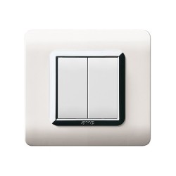 PLAQUE TECHNOPOLYMERE 44 CARRÉE BLANC AVEC CADRE CHROMÉ 2 MODULES|sfh|b97dce4bfe4f|
