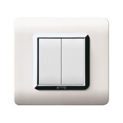 PLAQUE TECHNOPOLYMERE 44 CARRÉE BLANC AVEC CADRE CHROMÉ 2 MODULES|sfh|3bf238b53df2|