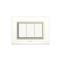 PLAQUES NOVA 45 RECTANGULAIRE BLANC AVEC CADRE CHROME 3 MODULES|sfh|bcc0ed4f69d8|